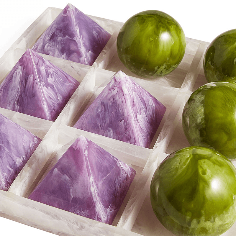 Mustique Tic Tac Toe Set, 27 x 27cm, Green & Lavender