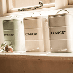 Image showing the Living Nostalgia Steel compost bin, 3 Litre, Cream product.