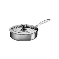 Image showing the Signature Uncoated Saute pan with lid, 24cm, stainless steel product.