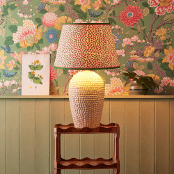 Image showing the Empire Straight Shade Polka Dot Paper By GP & J Baker, 30cm, Pink/Green product.