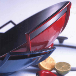 Image showing the Cast Iron Wok with glass lid, 36cm, Cerise product.