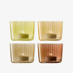 Image showing the Gems Set of 4 Tealight Holders, H6cm, Amber product.