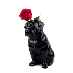 Image showing the Pug Large flower vase, L12.5 x D21 x H22.6cm, Black product.