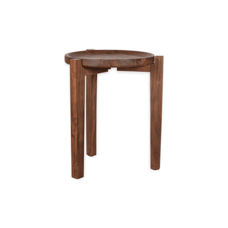 Umar Acacia Side Table, Dark Brown