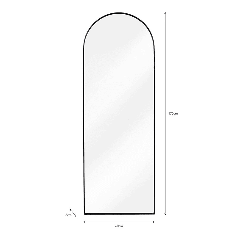 Charlcombe Arched Freestanding Mirror, H170cm, Iron