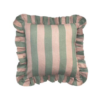 Image showing the Wide Stripe Cushion Cover, 45cm x 45cm, Blush & Sage product.