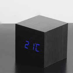Image showing the Cube Click Black Clock/ Blue LED, 6.8cm product.