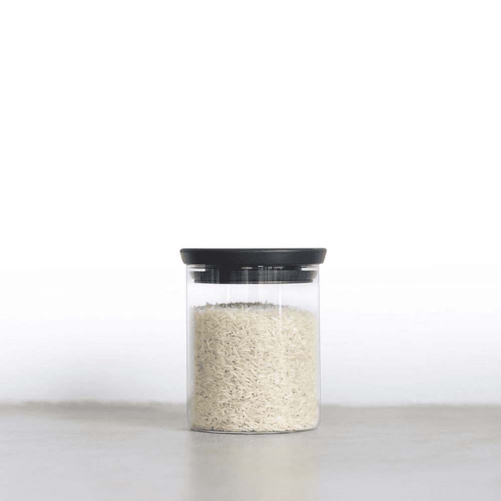 Stackable jar, 0.6 litre, Glass With Dark Grey Lid